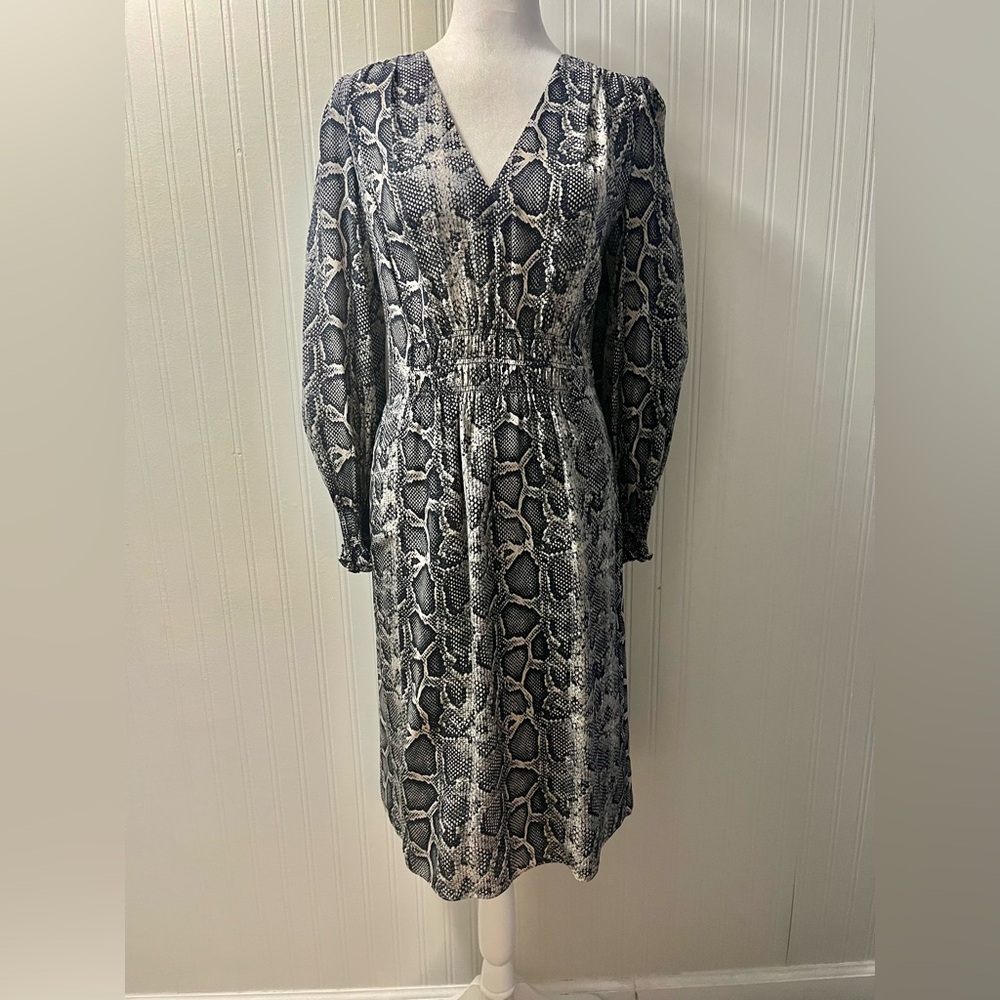 Rebecca Taylor Black and Gray Long Sleeve Dress